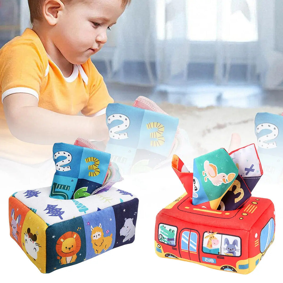 Montessori Toys Magic Tissue Box Baby Educational Learning Activity Sensory Toy for Kids Finger Exercise Busy Board Baby Game